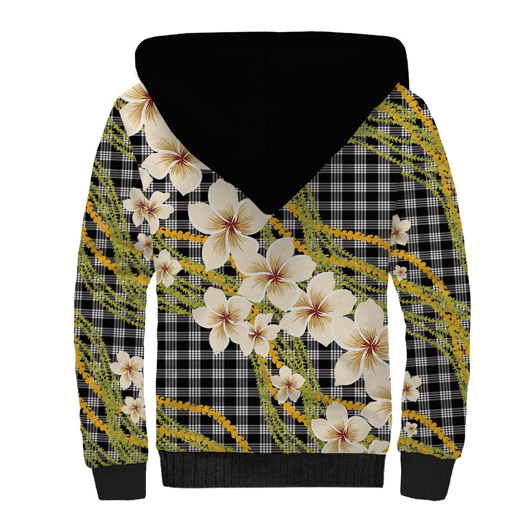 Ele'ele Hawai'i Palaka Plumeria Sherpa Hoodie Puakenikeni and Maile Lei LT9 - Polynesian Pride