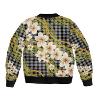Ele'ele Hawai'i Palaka Plumeria Sleeve Zip Bomber Jacket Puakenikeni and Maile Lei LT9 - Polynesian Pride