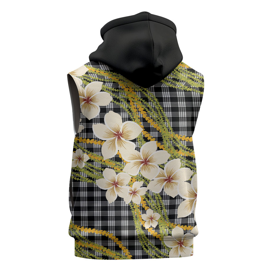 Ele'ele Hawai'i Palaka Plumeria Sleeveless Zip Hoodie Puakenikeni and Maile Lei LT9 - Polynesian Pride