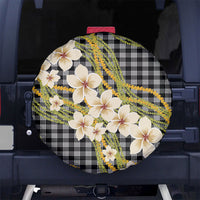 Ele'ele Hawai'i Palaka Plumeria Spare Tire Cover Puakenikeni and Maile Lei LT9 No hole Black - Polynesian Pride