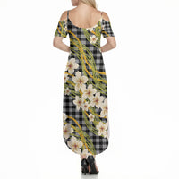 Ele'ele Hawai'i Palaka Plumeria Summer Maxi Dress Puakenikeni and Maile Lei LT9 - Polynesian Pride