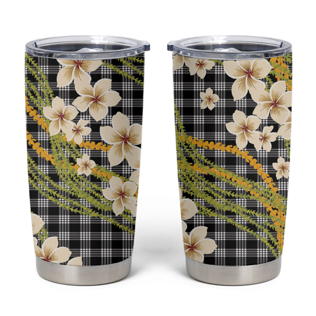 Ele'ele Hawai'i Palaka Plumeria Tumbler Cup Puakenikeni and Maile Lei LT9 Black - Polynesian Pride