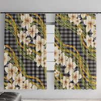 Ele'ele Hawai'i Palaka Plumeria Window Curtain Puakenikeni and Maile Lei LT9 With Hooks Black - Polynesian Pride