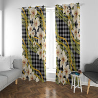 Ele'ele Hawai'i Palaka Plumeria Window Curtain Puakenikeni and Maile Lei LT9 With Grommets Black - Polynesian Pride