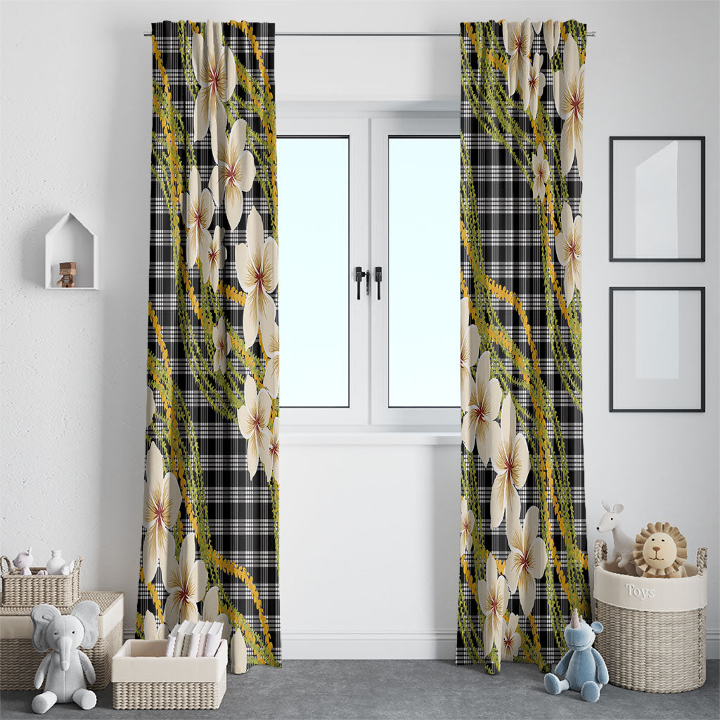 Ele'ele Hawai'i Palaka Plumeria Window Curtain Puakenikeni and Maile Lei LT9 - Polynesian Pride