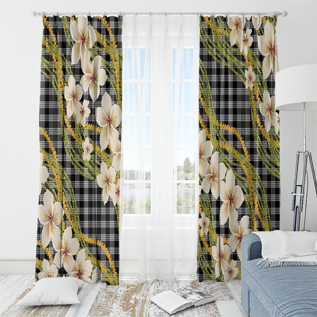 Ele'ele Hawai'i Palaka Plumeria Window Curtain Puakenikeni and Maile Lei LT9 - Polynesian Pride