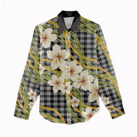 Ele'ele Hawai'i Palaka Plumeria Women Casual Shirt Puakenikeni and Maile Lei LT9 - Polynesian Pride
