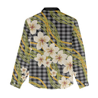Ele'ele Hawai'i Palaka Plumeria Women Casual Shirt Puakenikeni and Maile Lei LT9 - Polynesian Pride