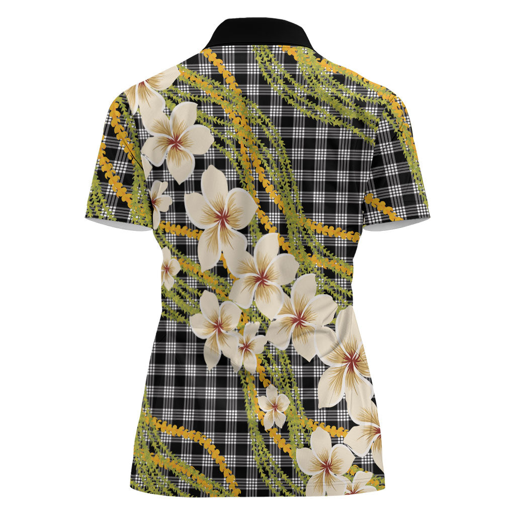 Ele'ele Hawai'i Palaka Plumeria Women Polo Shirt Puakenikeni and Maile Lei LT9 - Polynesian Pride