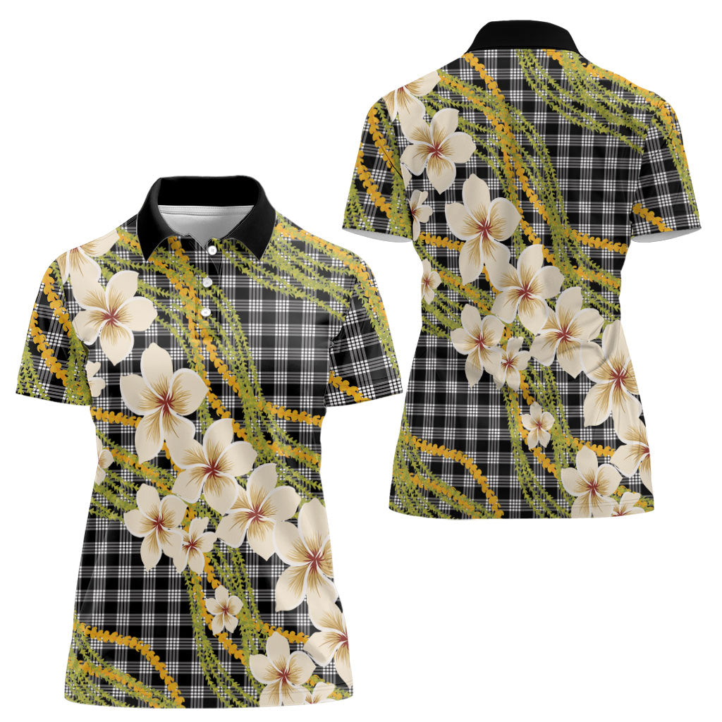 Ele'ele Hawai'i Palaka Plumeria Women Polo Shirt Puakenikeni and Maile Lei LT9 - Polynesian Pride
