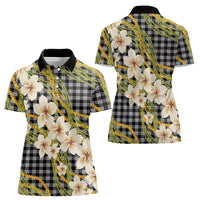 Ele'ele Hawai'i Palaka Plumeria Women Polo Shirt Puakenikeni and Maile Lei LT9 - Polynesian Pride