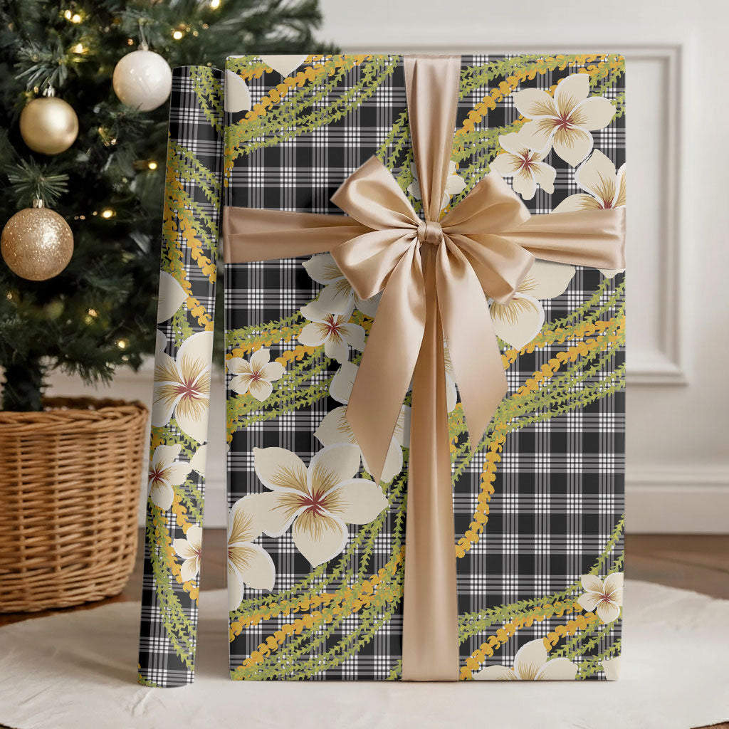 Ele'ele Hawai'i Palaka Plumeria Wrapping Paper Puakenikeni and Maile Lei LT9 - Polynesian Pride