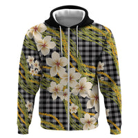 Ele'ele Hawai'i Palaka Plumeria Zip Hoodie Puakenikeni and Maile Lei LT9 Zip Hoodie Black - Polynesian Pride