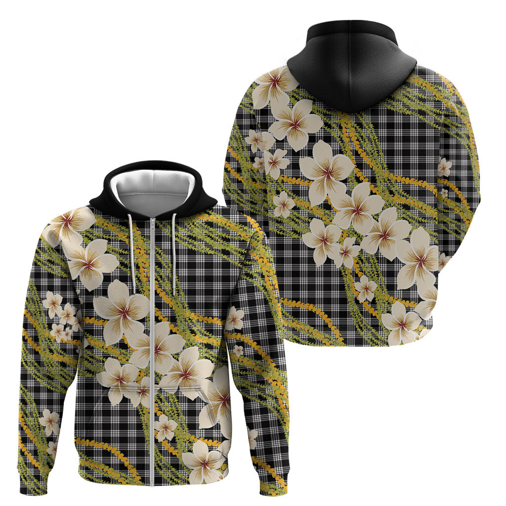 Ele'ele Hawai'i Palaka Plumeria Zip Hoodie Puakenikeni and Maile Lei LT9 - Polynesian Pride