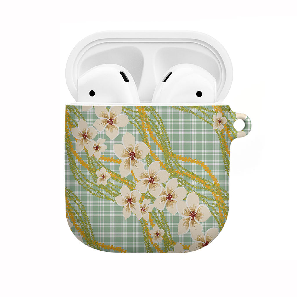 Liko Kukui Hawai'i Palaka Plumeria AirPods Case Puakenikeni and Maile Lei LT9 Sage Green - Polynesian Pride