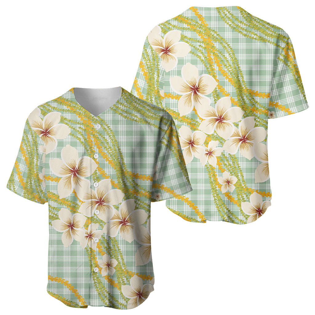 Liko Kukui Hawai'i Palaka Plumeria Baseball Jersey Puakenikeni and Maile Lei LT9 - Polynesian Pride