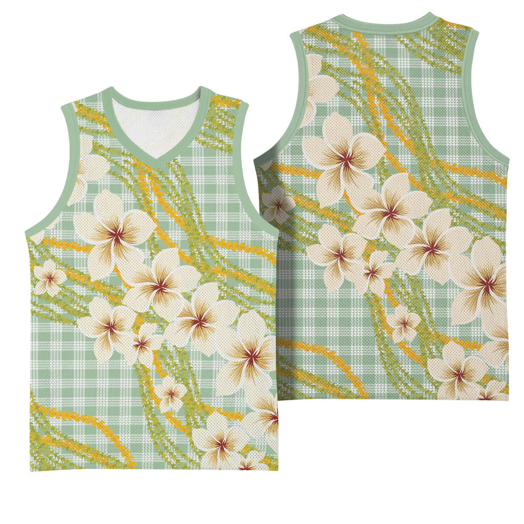 Liko Kukui Hawai'i Palaka Plumeria Basketball Jersey Puakenikeni and Maile Lei LT9 - Polynesian Pride