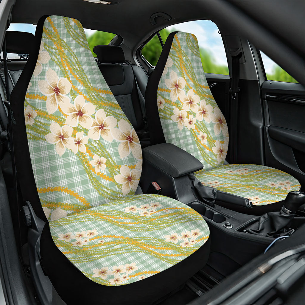 Liko Kukui Hawai'i Palaka Plumeria Car Seat Cover Puakenikeni and Maile Lei LT9 One Size Sage Green - Polynesian Pride