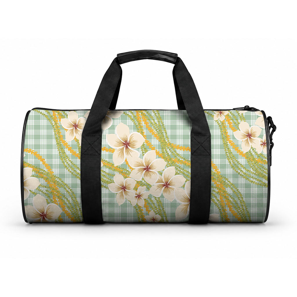 Liko Kukui Hawai'i Palaka Plumeria Duffle Bag Puakenikeni and Maile Lei LT9 One size Sage Green - Polynesian Pride