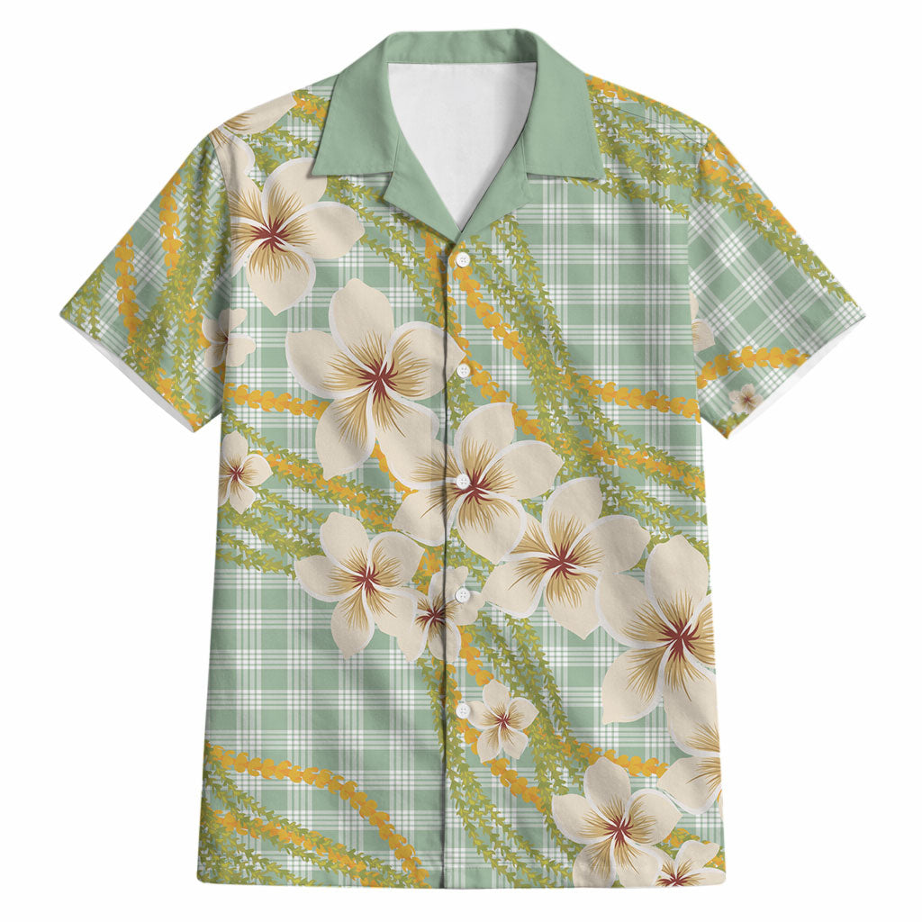 Liko Kukui Hawai'i Palaka Plumeria Hawaiian Shirt Puakenikeni and Maile Lei LT9 Sage Green - Polynesian Pride