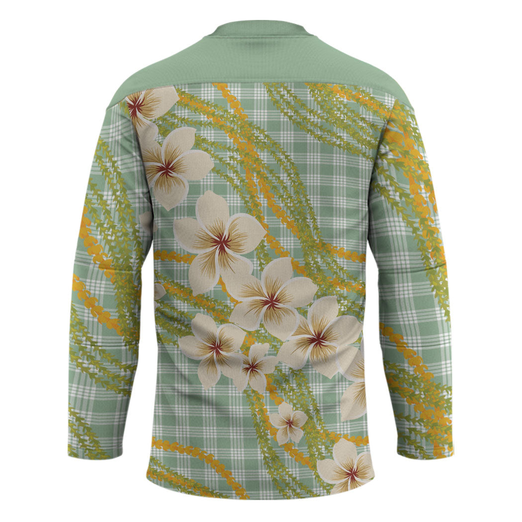 Liko Kukui Hawai'i Palaka Plumeria Hockey Jersey Puakenikeni and Maile Lei LT9 - Polynesian Pride