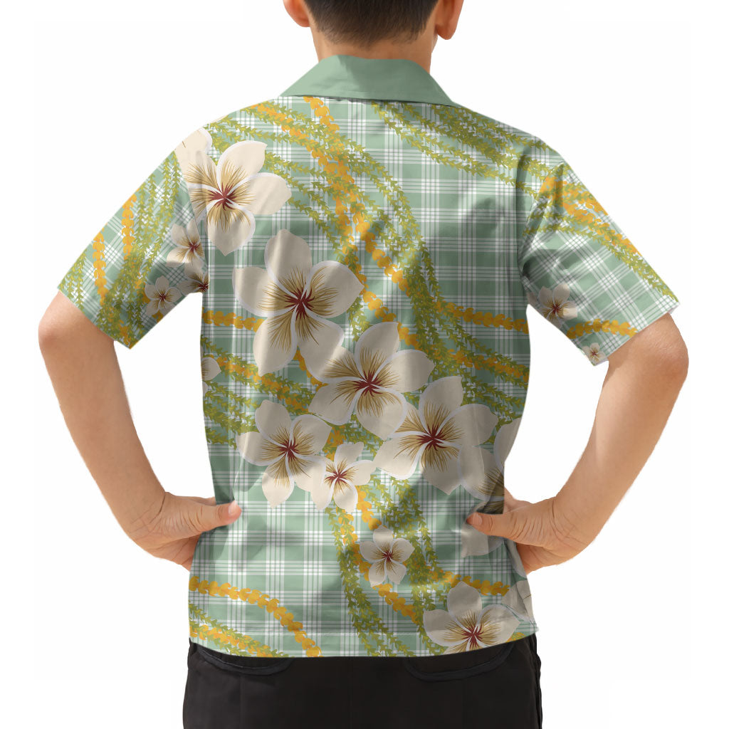 Liko Kukui Hawai'i Palaka Plumeria Kid Hawaiian Shirt Puakenikeni and Maile Lei LT9 - Polynesian Pride