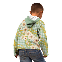 Liko Kukui Hawai'i Palaka Plumeria Kid Hoodie Puakenikeni and Maile Lei LT9 - Polynesian Pride