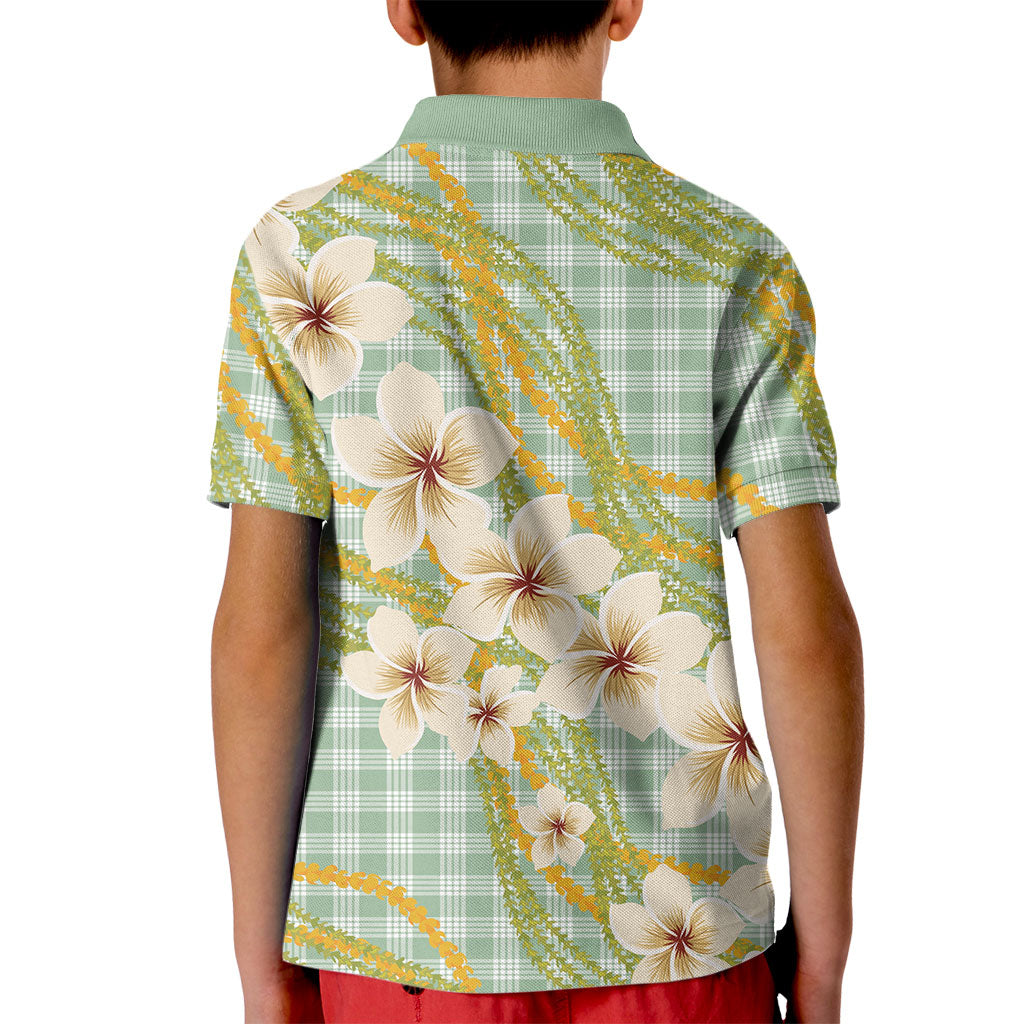 Liko Kukui Hawai'i Palaka Plumeria Kid Polo Shirt Puakenikeni and Maile Lei LT9 - Polynesian Pride