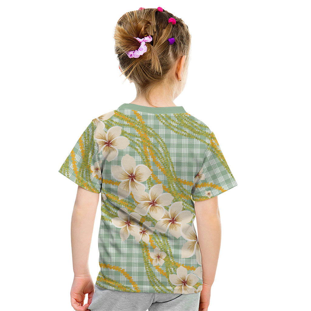 Liko Kukui Hawai'i Palaka Plumeria Kid T Shirt Puakenikeni and Maile Lei LT9 - Polynesian Pride