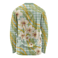 Liko Kukui Hawai'i Palaka Plumeria Long Sleeve Shirt Puakenikeni and Maile Lei LT9 - Polynesian Pride