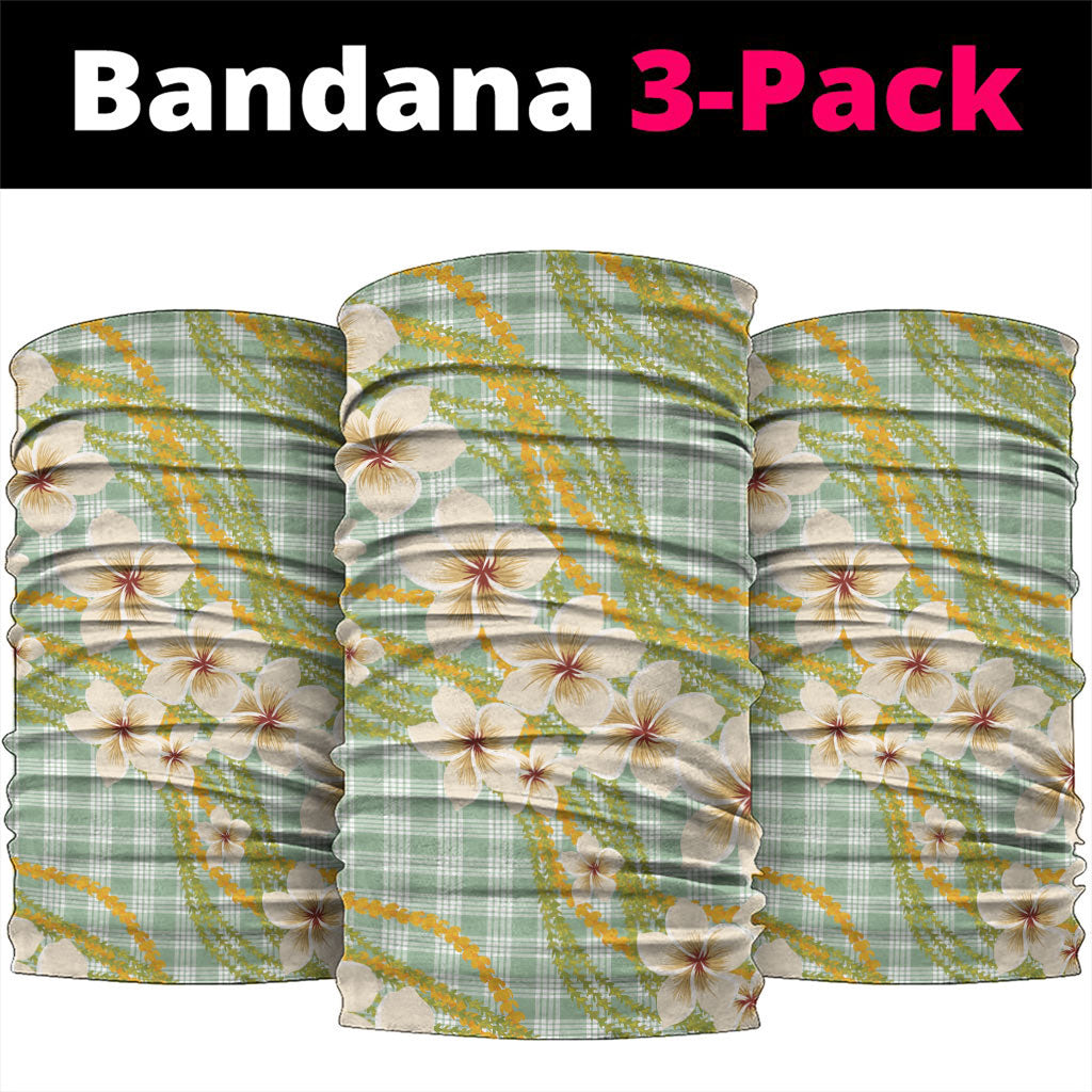 Liko Kukui Hawai'i Palaka Plumeria Neck Gaiter Puakenikeni and Maile Lei LT9 package One Size: 25*50cm Sage Green - Polynesian Pride