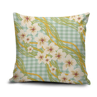 Liko Kukui Hawai'i Palaka Plumeria Pillow Cover Puakenikeni and Maile Lei LT9 Sage Green - Polynesian Pride