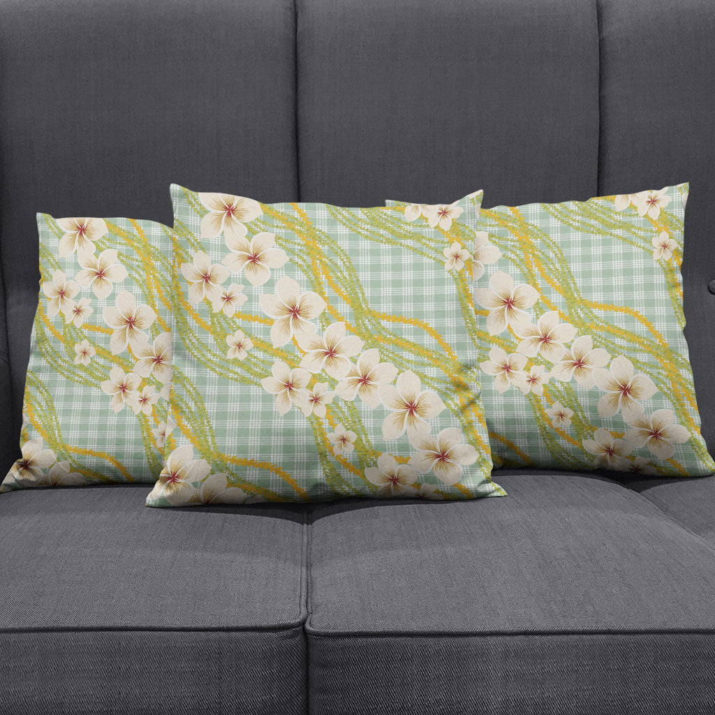 Liko Kukui Hawai'i Palaka Plumeria Pillow Cover Puakenikeni and Maile Lei LT9 - Polynesian Pride