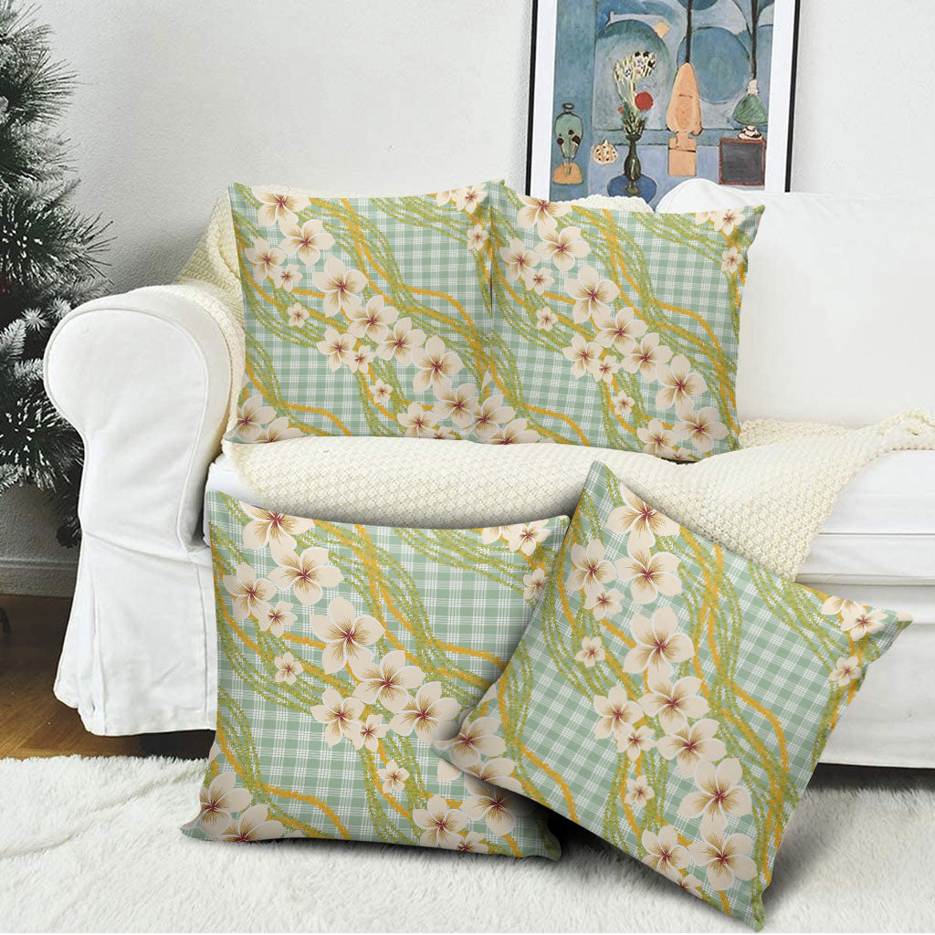 Liko Kukui Hawai'i Palaka Plumeria Pillow Cover Puakenikeni and Maile Lei LT9 - Polynesian Pride