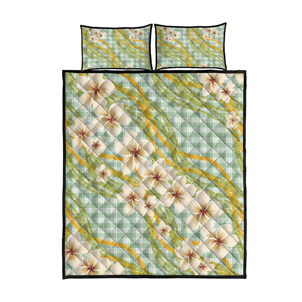 Liko Kukui Hawai'i Palaka Plumeria Quilt Bed Set Puakenikeni and Maile Lei LT9 - Polynesian Pride