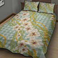 Liko Kukui Hawai'i Palaka Plumeria Quilt Bed Set Puakenikeni and Maile Lei LT9 - Polynesian Pride