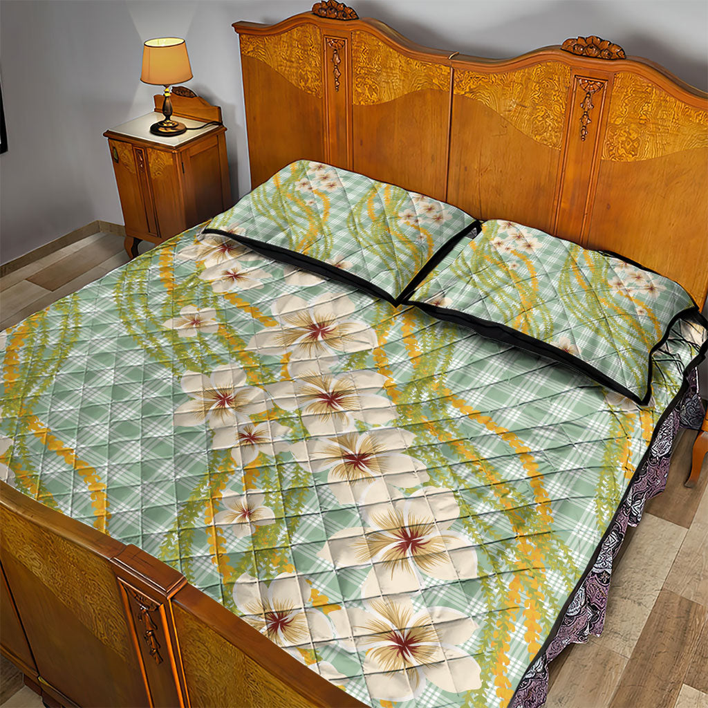 Liko Kukui Hawai'i Palaka Plumeria Quilt Bed Set Puakenikeni and Maile Lei LT9 - Polynesian Pride