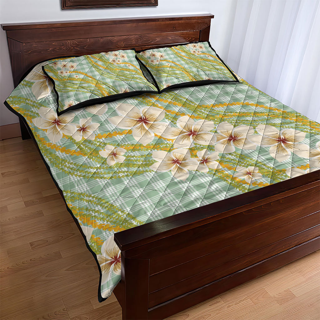 Liko Kukui Hawai'i Palaka Plumeria Quilt Bed Set Puakenikeni and Maile Lei LT9 - Polynesian Pride