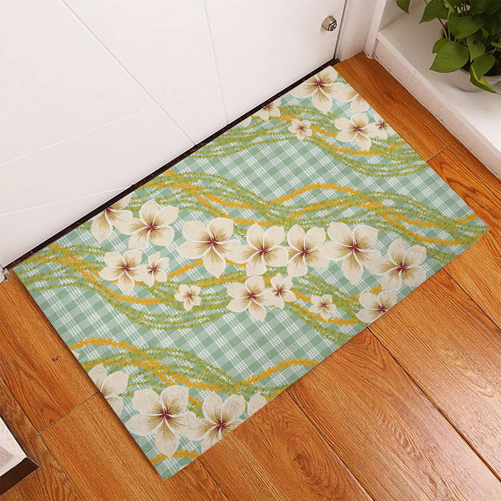 Liko Kukui Hawai'i Palaka Plumeria Rubber Doormat Puakenikeni and Maile Lei LT9 - Polynesian Pride