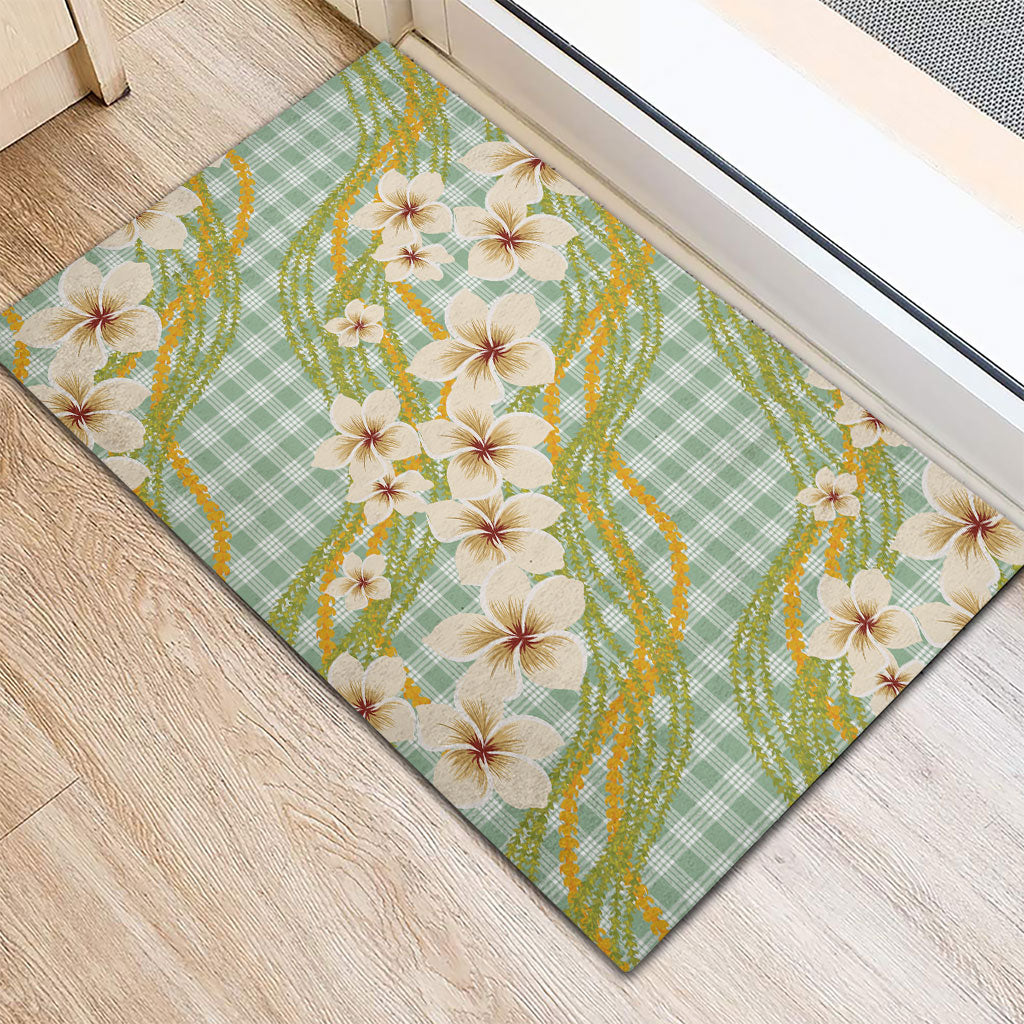 Liko Kukui Hawai'i Palaka Plumeria Rubber Doormat Puakenikeni and Maile Lei LT9 - Polynesian Pride