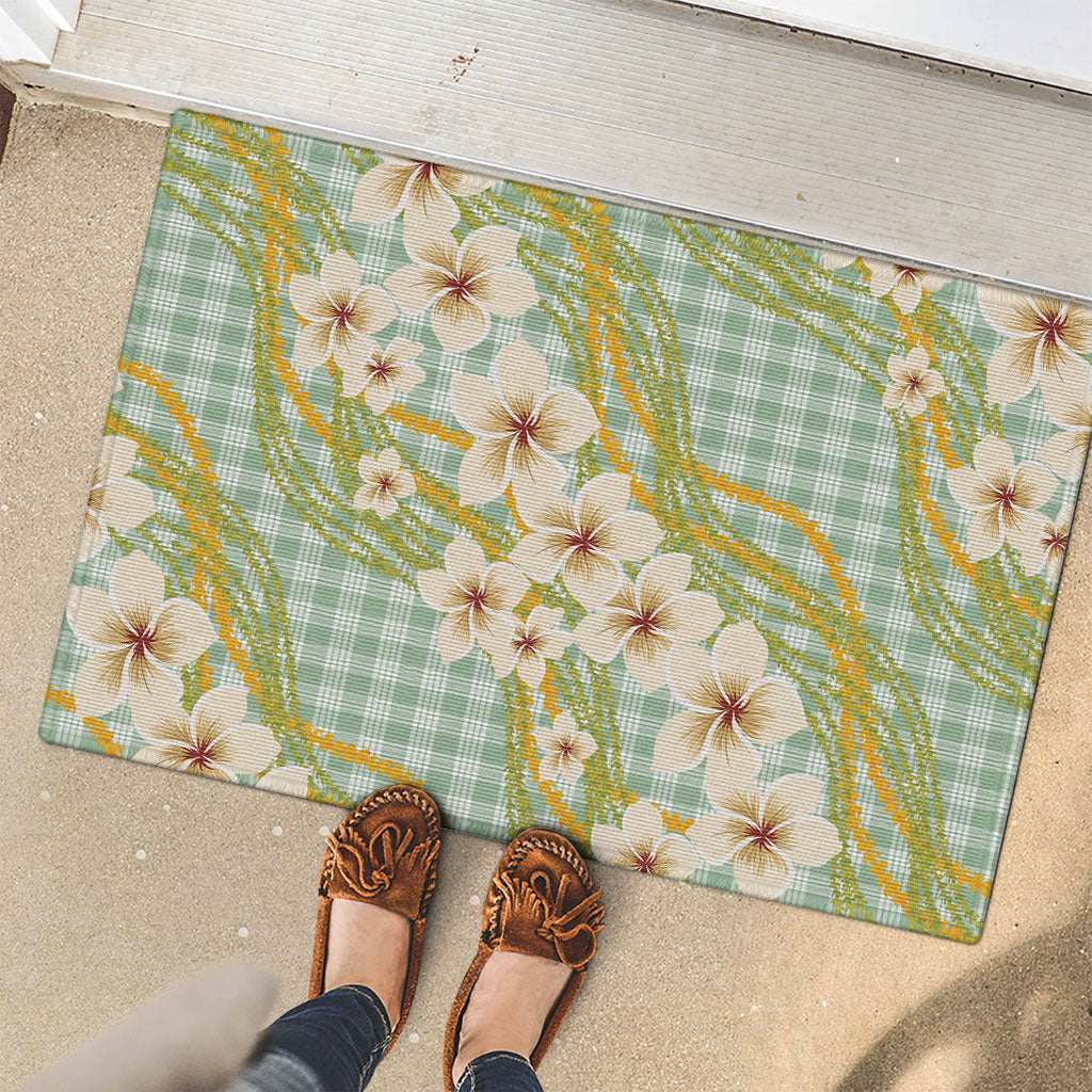 Liko Kukui Hawai'i Palaka Plumeria Rubber Doormat Puakenikeni and Maile Lei LT9 - Polynesian Pride