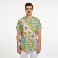 Liko Kukui Hawai'i Palaka Plumeria Scrub Top Puakenikeni and Maile Lei LT9 - Polynesian Pride