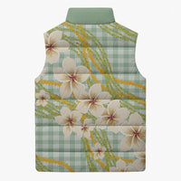 Liko Kukui Hawai'i Palaka Plumeria Sleeveless Puffer Jacket Puakenikeni and Maile Lei LT9 - Polynesian Pride