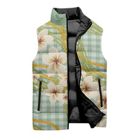 Liko Kukui Hawai'i Palaka Plumeria Sleeveless Puffer Jacket Puakenikeni and Maile Lei LT9 - Polynesian Pride