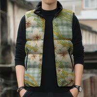 Liko Kukui Hawai'i Palaka Plumeria Sleeveless Puffer Jacket Puakenikeni and Maile Lei LT9 - Polynesian Pride