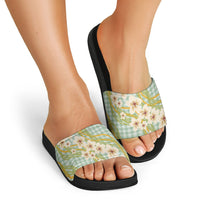 Liko Kukui Hawai'i Palaka Plumeria Slide Sandals Puakenikeni and Maile Lei LT9 - Polynesian Pride