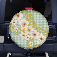Liko Kukui Hawai'i Palaka Plumeria Spare Tire Cover Puakenikeni and Maile Lei LT9 No hole Sage Green - Polynesian Pride