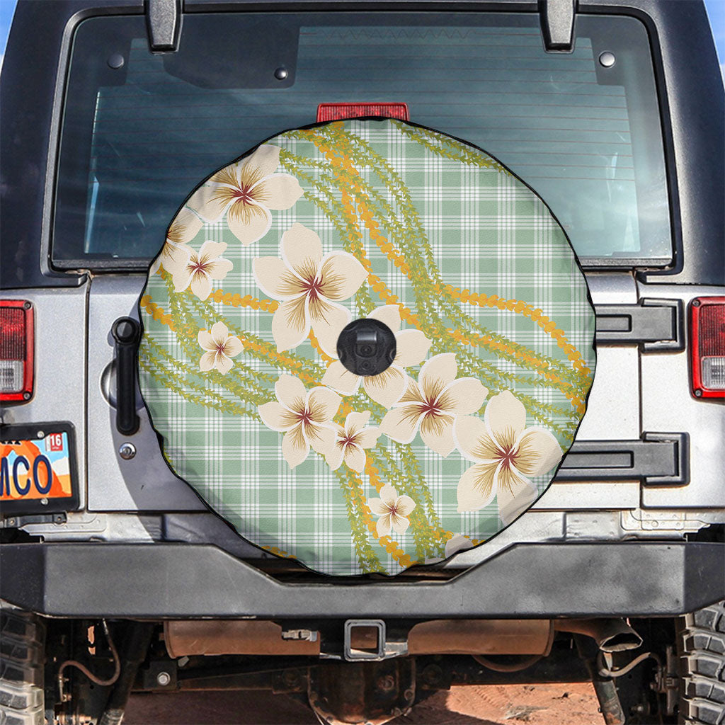 Liko Kukui Hawai'i Palaka Plumeria Spare Tire Cover Puakenikeni and Maile Lei LT9 Sage Green - Polynesian Pride