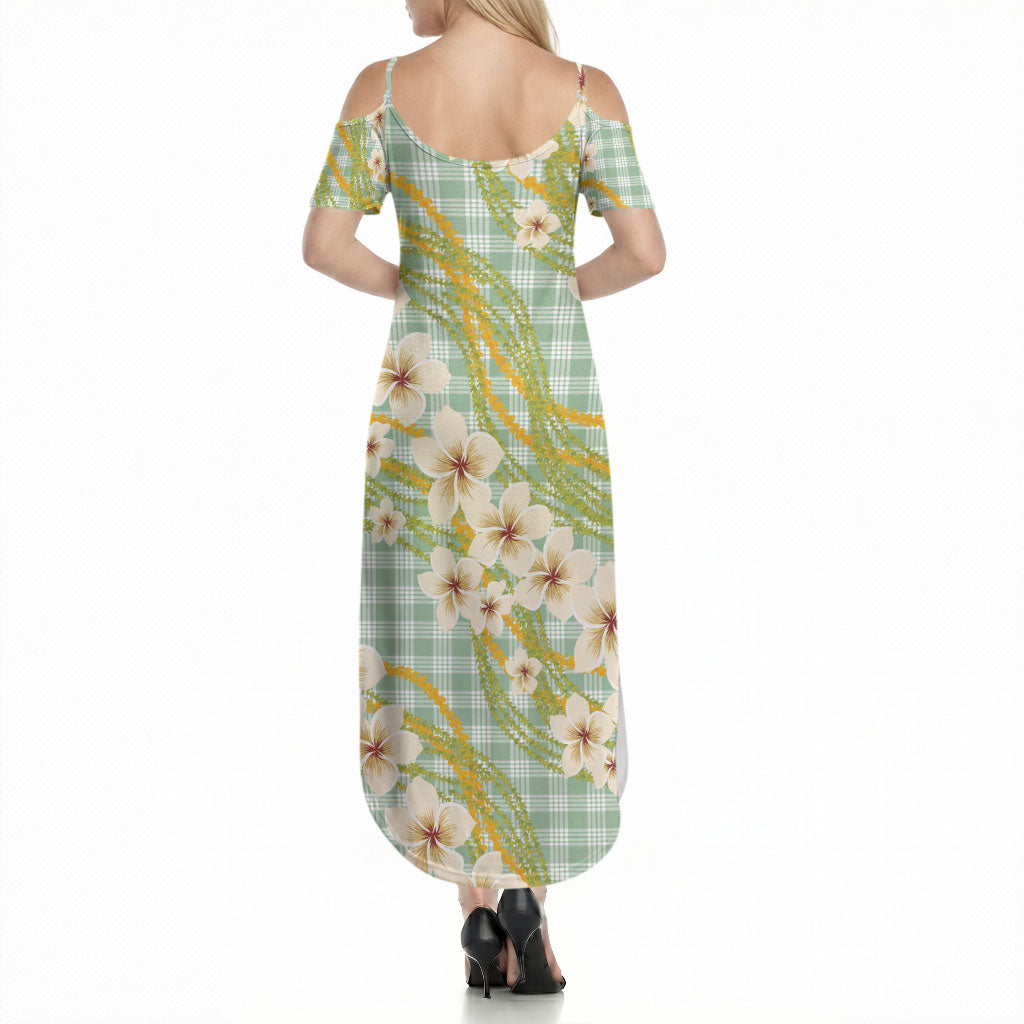 Liko Kukui Hawai'i Palaka Plumeria Summer Maxi Dress Puakenikeni and Maile Lei LT9 - Polynesian Pride