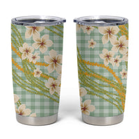 Liko Kukui Hawai'i Palaka Plumeria Tumbler Cup Puakenikeni and Maile Lei LT9 Sage Green - Polynesian Pride